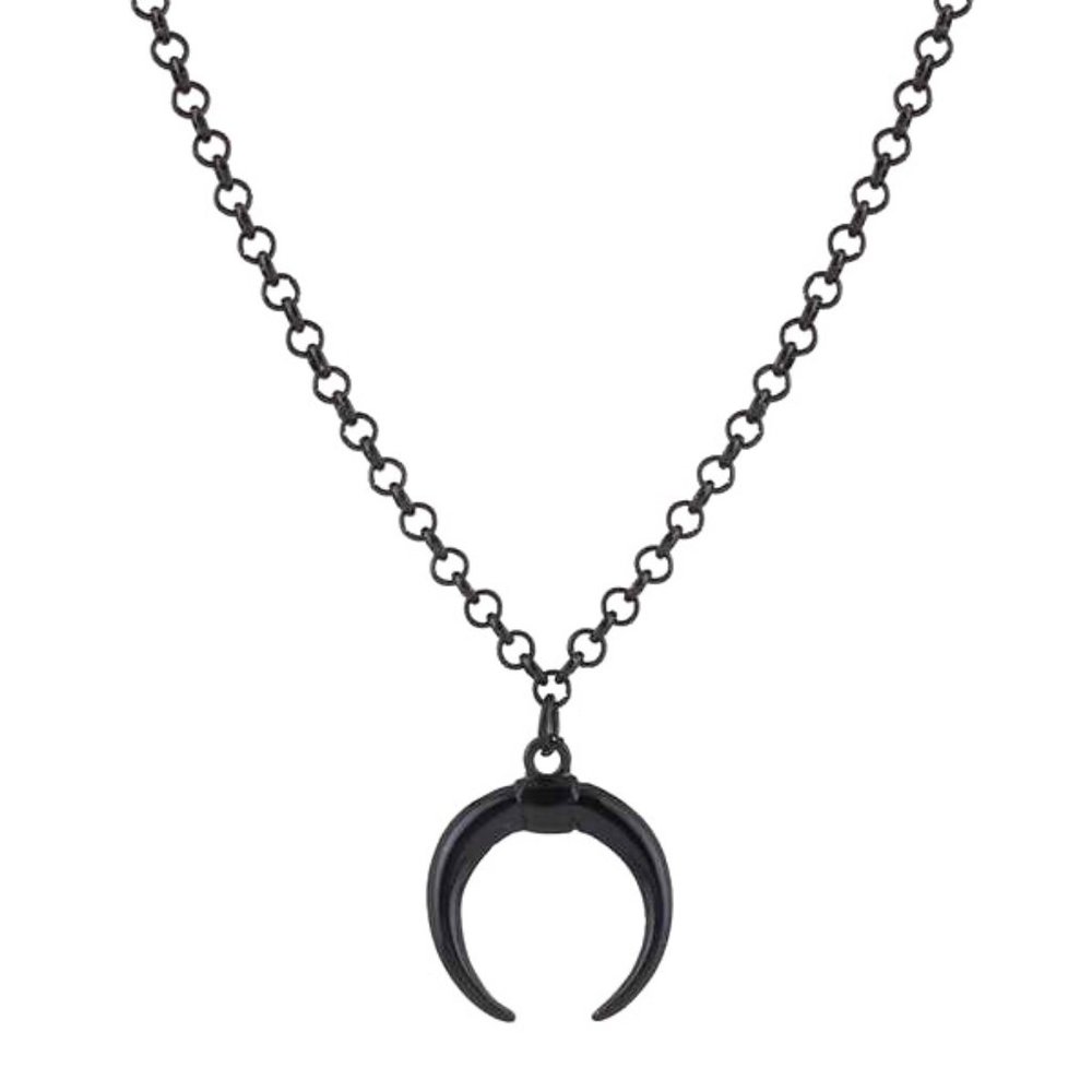Black Upside Down Crescent Moon Necklace